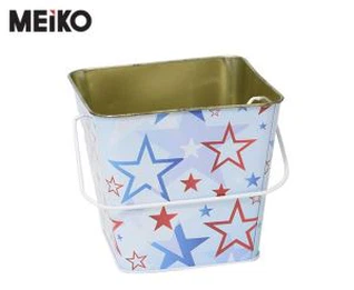 Square kerti Metal Tin Pail með handfangi