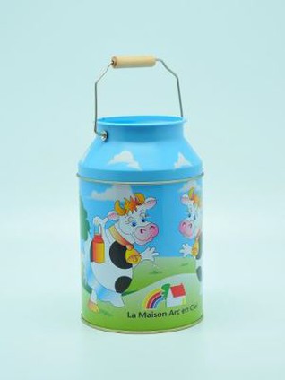 Round Tin Box Með Metal Handle